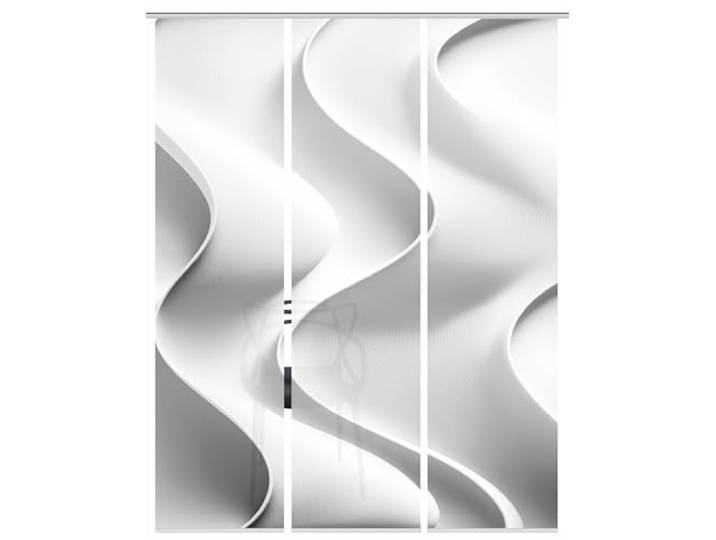 HOME WOHNIDEEN 084675 Schiebewand GORETI 3er Set Digitaldruck + Zubehör, 245x60cm, Farbe:grau, Größe:245 x 60 cm, Anzahl:3er-Set