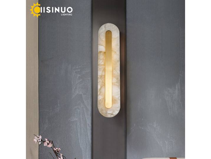Applique Murale en Marbre de Luxe, Minimaliste, Cuivre, Or, Moderne, LED, oral et, Montage, Luminaire pour Chambre à Coucher, Hôtel, Corride