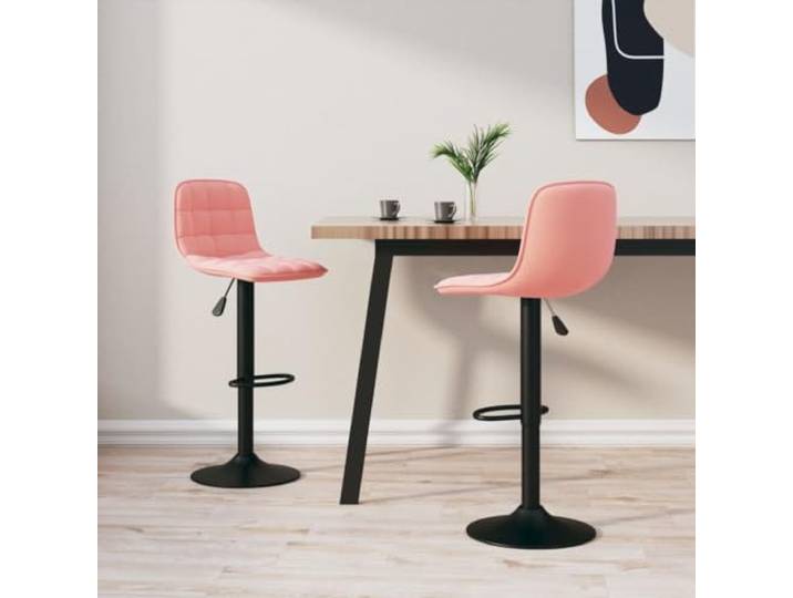 VIHHQGC Barhocker 2 STK. Rosa Samt, Höhenverstellbar, 360 Grad Drehbar, Fußstütze, Gasdruckfeder, 110 kg Belastbarkeit, Küche, Essbereich, Bar