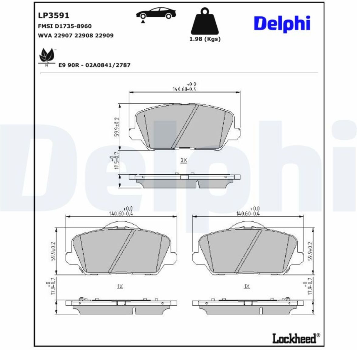 Bremsbelagsatz DELPHI LP3591