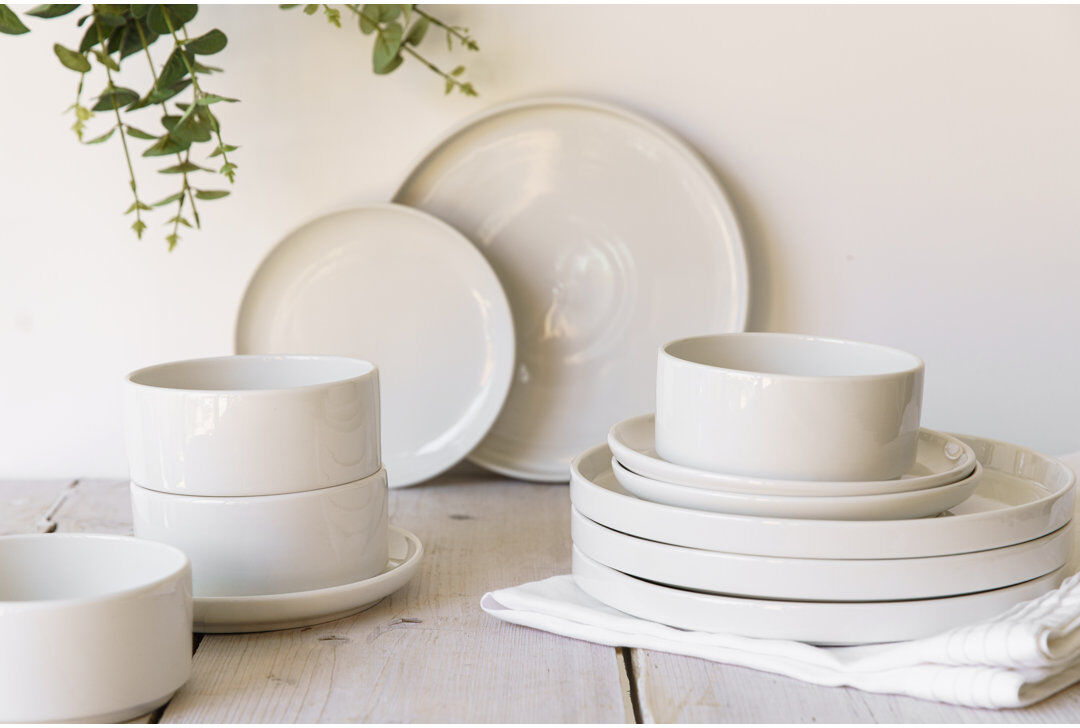 Mikasa Camberlie Porcelain 12-Piece White Dinner Set White 12