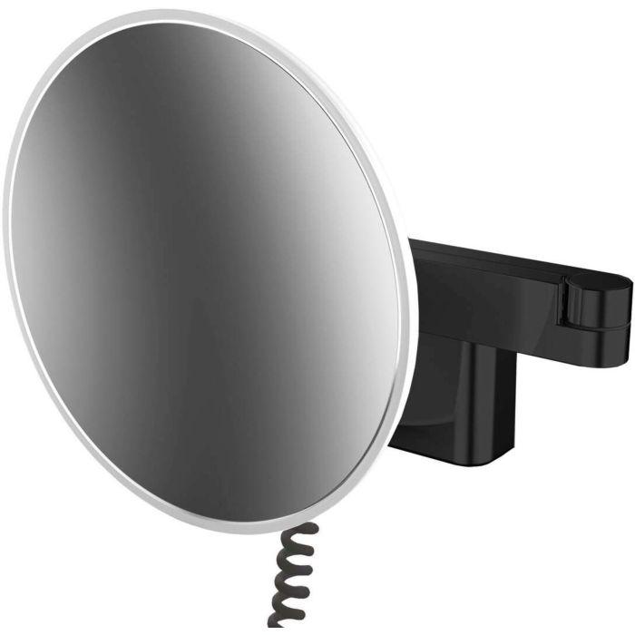 Emco evo LED-Rasier-/Kosmetikspiegel 109513345 schwarz, Vergrößerung 5-fach, Ø 209 mm, rund, Stecker, lightsystem