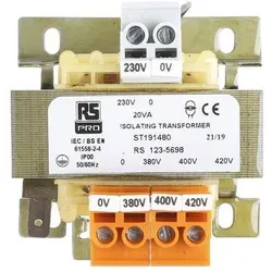 RS PRO 20VA Isolation Transformer 2x115V, Transformator