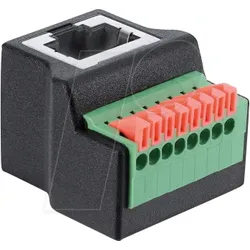 DELOCK 91243 - RJ45 Buchse zu Terminalblock mit Drucktaster Adapter 90°