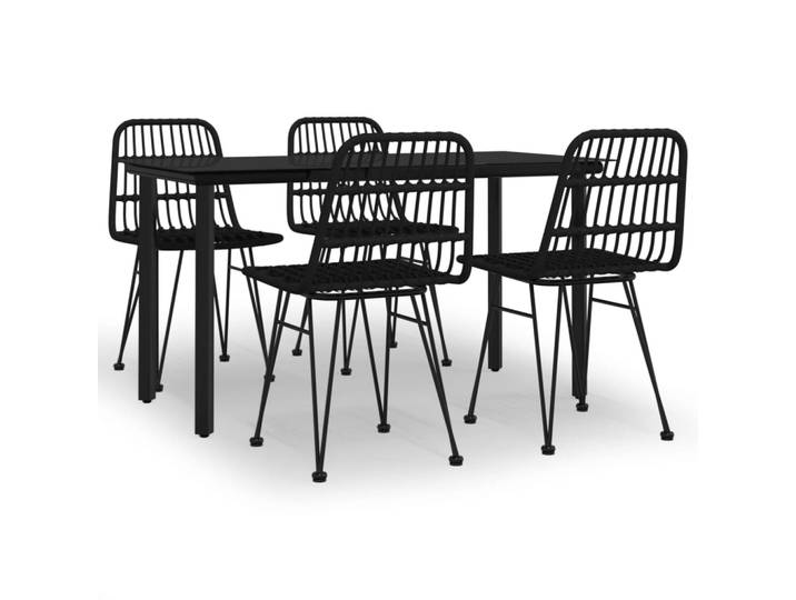 vidaXL 5-tlg. Garten-Essgruppe Schwarz Poly Rattan