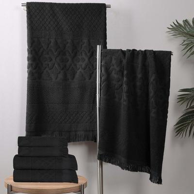 Superior Rolla Cotton Geometric Jacquard Plush Soft 6 Piece Towel Set