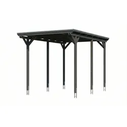 Skan Holz Emsland - Flachdach Caravan-Carport aus Leimholz Breite 402 cm 402 x 604 cm (Caravan Gr. 1) Stahl-Dachplatten (Trapezblech) mit Antikondensvlies schiefergrau