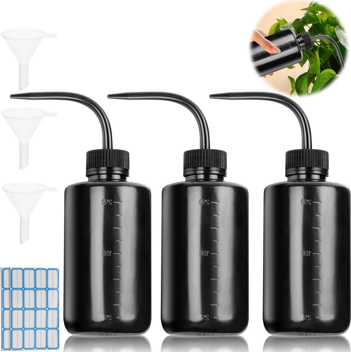 Set van 3 plastic spuitflessen van 250 ml voor laboratorium, tuinieren en schoonmaken