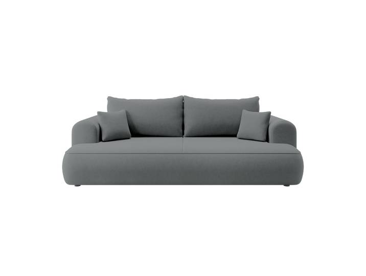 Drei-Sitzer-Schlafsofa Ovo mit Stauraum, dunkelgrauer Samt aus