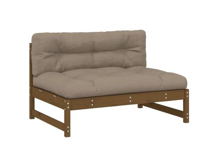 Coespram Mittelsofa Honigbraun 120x80 cm Massivholz Kiefer mit Kissen Komfortables Loungesofa aus Kiefernholz mit weichen Kissen in Taupe für Terrasse, Garten und Innenhof.