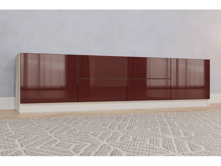 Büro Sideboard nach Maß - RAL 3005 Weinrot - 52x200x42cm - Individuell konfigurieren