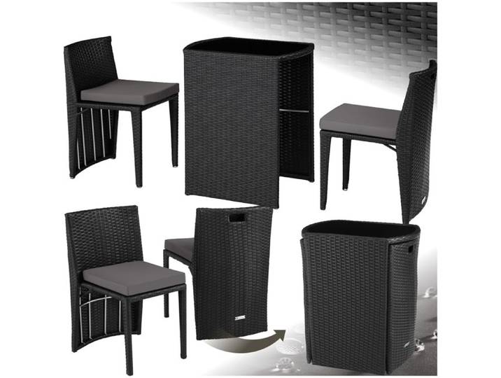Salon de jardin - TECTAKE - Ensemble d'extérieur balcon HAMBOURG 2 personnes avec cadre en aluminium encastrable - Noir