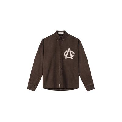 Langarmhemd ANOTHER COTTON LAB "Another Cotton Lab ACL Denim Shirt", Herren, Gr. M, US-Größen, chocolate, 100% Baumwolle, Hemden