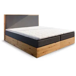 BOXBETT VERDON 180x200 cm mit Matratze und Topper - Graphitfarben