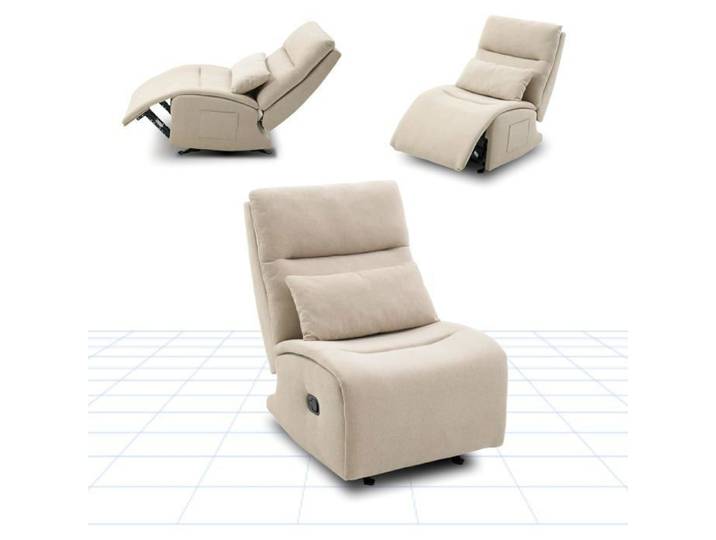 FlexiSpot HomeEase Fauteuil Relax 3 Fonction de Reclinable Fauteuil TV à Bascule Tissu Velours Coussin & Poche Latérale Beige