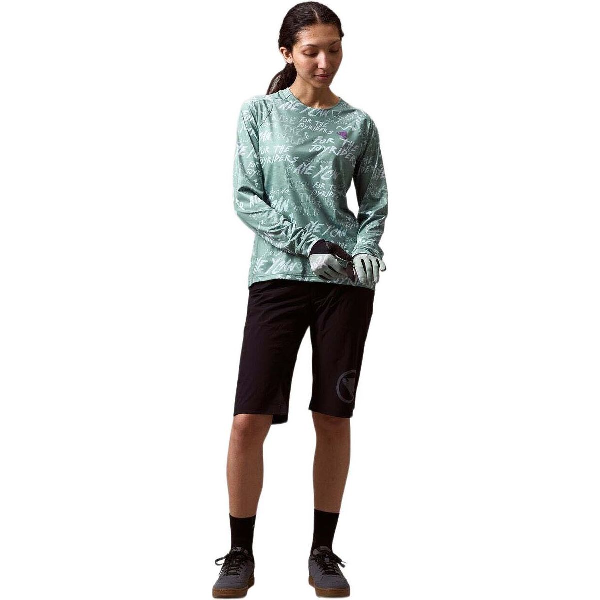 Endura Women's Singletrack Long Sleeve Print Tee sage green S RE6267-S-sage-green