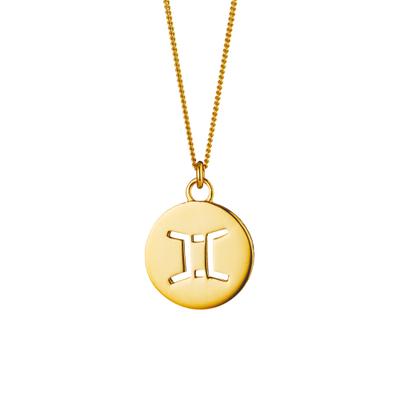 Kette mit Anhänger CAÏ "Zwilling Sternzeichen 925/- Sterling Silber vergoldet", gold (gelb), Halsketten, Damen, 50+5cm, Silber 925 (Sterlingsilber), L: 55 B: 15mm, glänzend, B:15mm