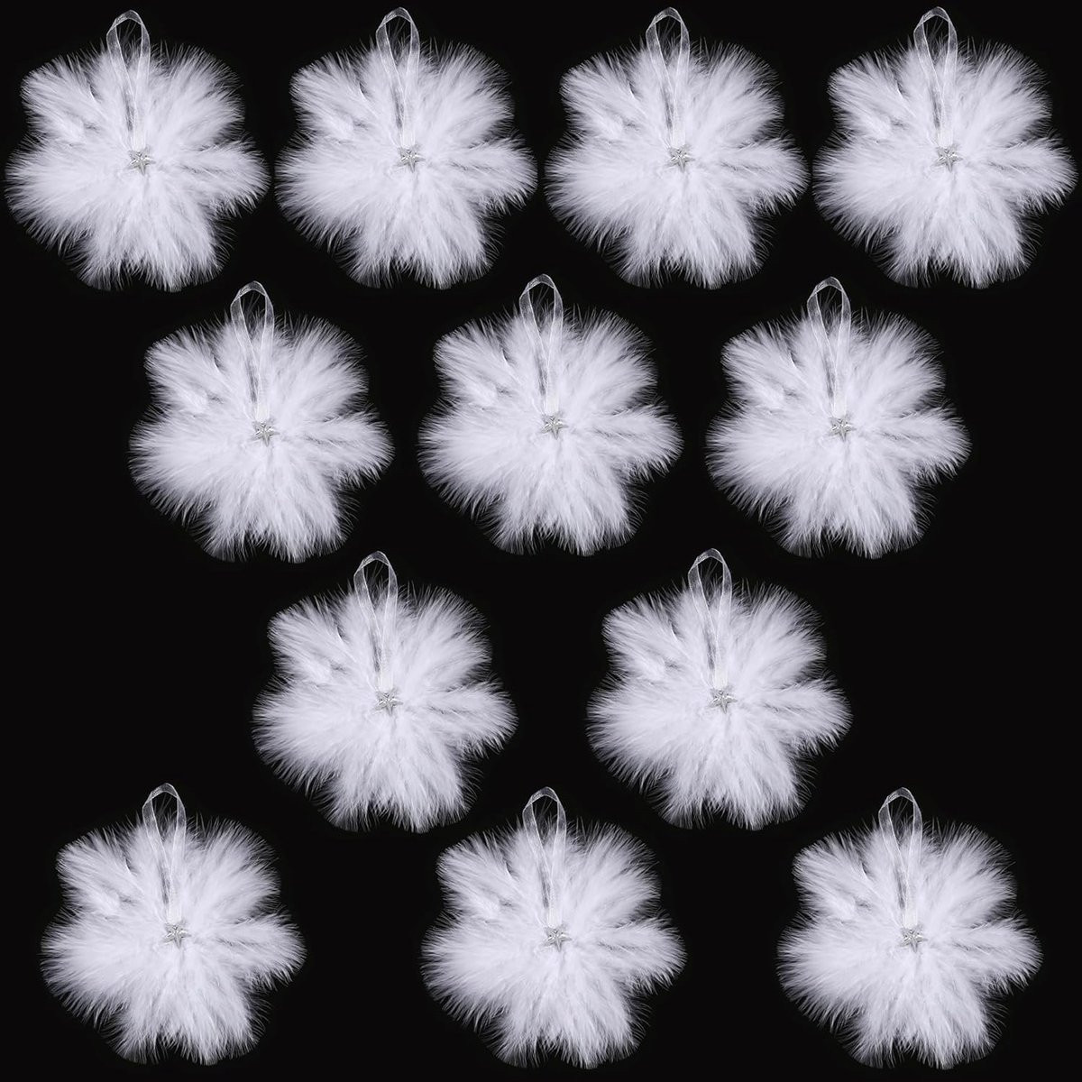 ShopVlot 12 witte veren ornamenten voor kerstdecoratie