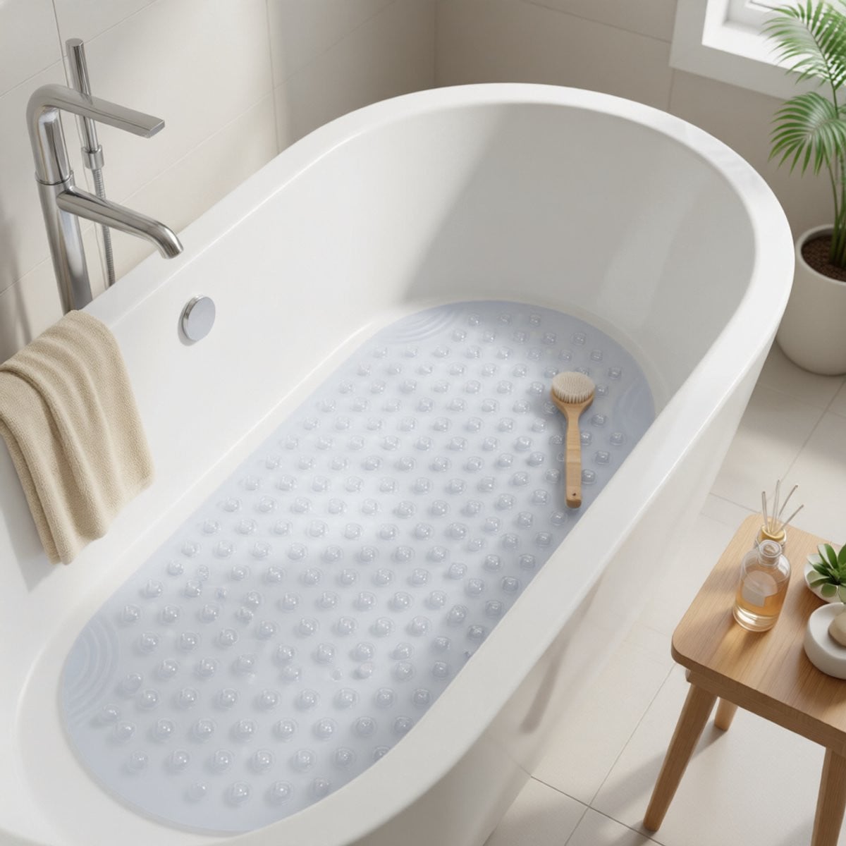 Ovale Antislip Badmat - Transparant - 88 x 40 cm