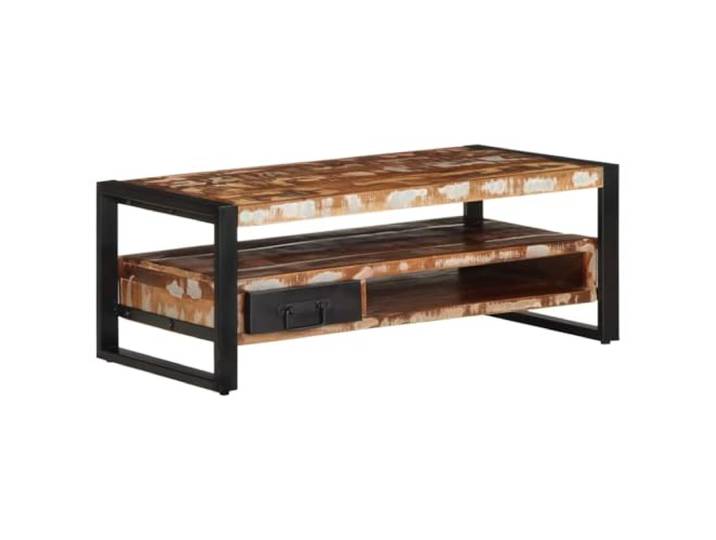 KTHLBRH Mehrfarbiger Couchtisch 90 x 50 x 36 cm Massivholz recycelt Industrielles Eisen, stabil, robuste Platte, einzigartiger Stil, exklusiver Gegenstand