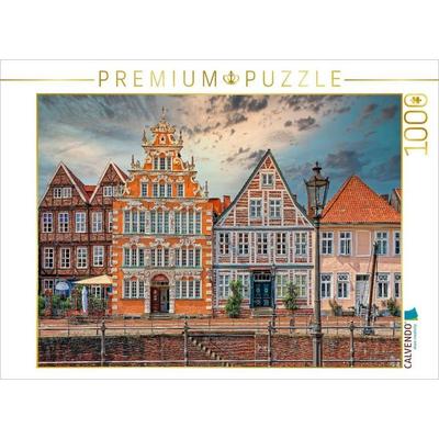 CALVENDO Puzzle Stade, 'Am Wasser West'; mit dem Bürgermeister-Hintze-Haus und dem Goeben-Haus | 1000 Teile Lege-Größe 64x48cm Foto-Puzzle für