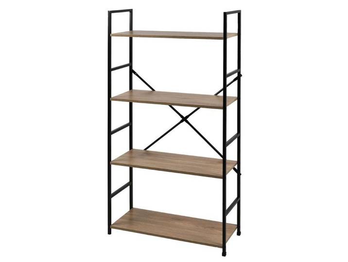 Toilinux - Etagère droite Large 4 niveaux Colorado H.48 en Métal et MDF - Beige et Noir