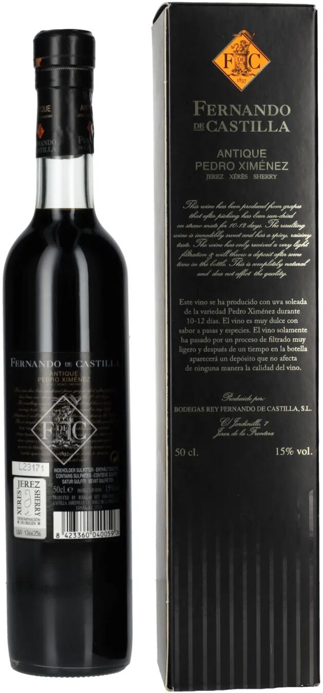 Fernando de Castilla Sherry Pedro Ximénez Antique 15% Vol. 0,5l in Geschenkbox