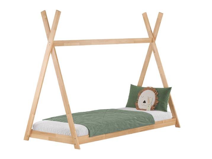 Flachbett Bodenbett in Tipi-Form 90 x 200 cm Buche Geölt