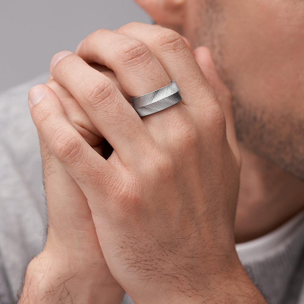 Bague Fossil En Acier Homme