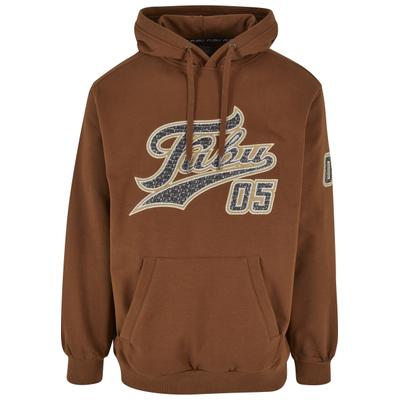 Rundhalspullover FUBU "Fubu Herren FM224-035-2 Varsity Heavy Hoodie", Herren, Gr. XS, braun, 80% Baumwolle, 20% Polyester, Rundhals, Pullover Rundhalspullover