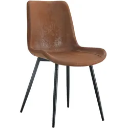 STILVORA Esszimmerstuhl Stoff/Metall Braun/Schwarz mit ergonomischer Rückenlehne
