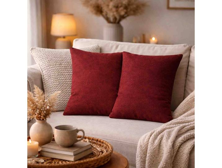 Coussin décoratif Elmer ensemble de 2 Rouge/Bordeaux 40 x 40cm Polyester