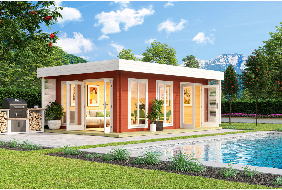 Lasita Maja Lasita Dominica 19 x 13 Ft. Premium Log Cabin With Tempered Double Glazing (40mm) DOMINICA SWEDISH RED