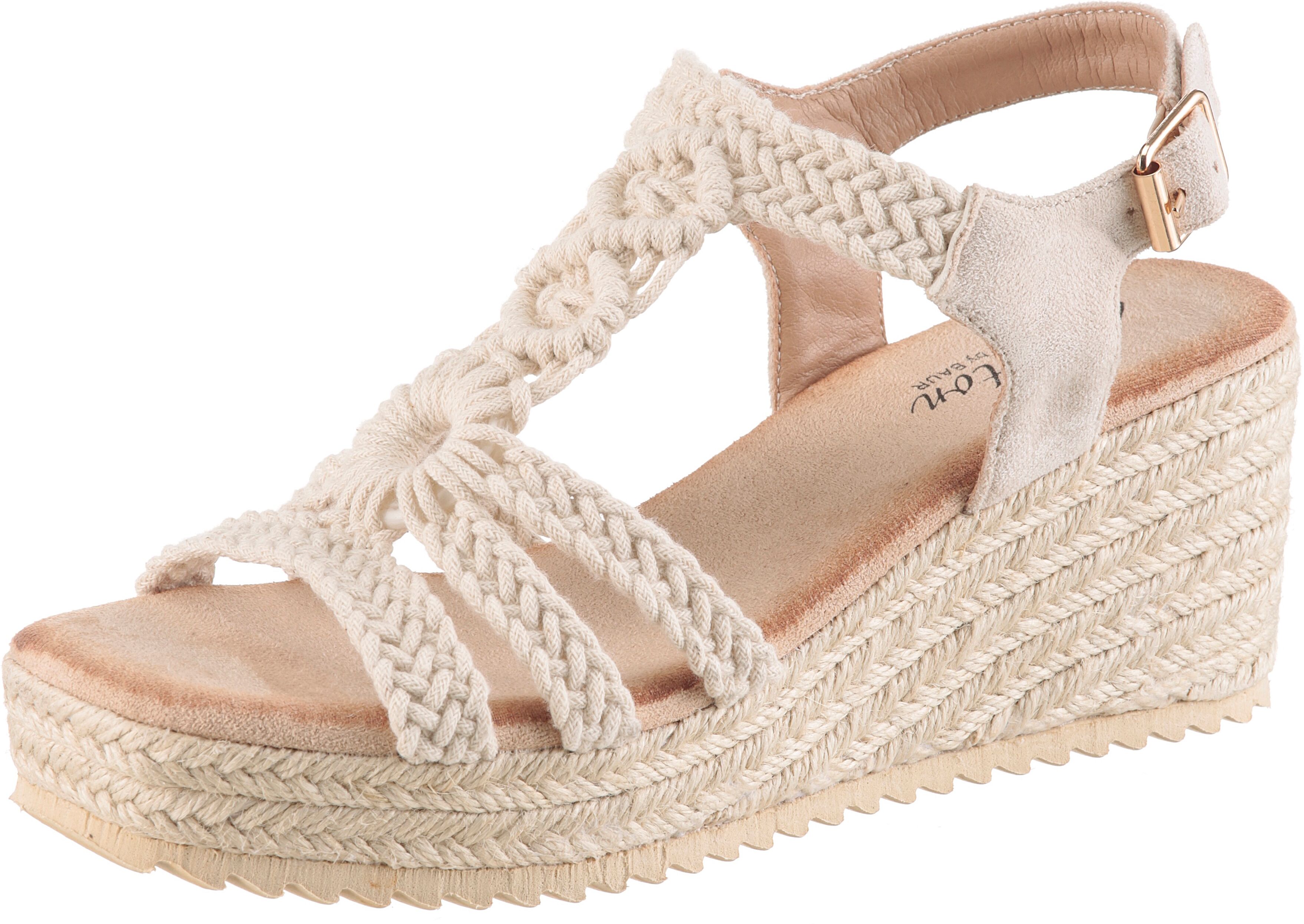 Keilsandalette ANISTON SHOES "Upper", Damen, Gr. 39, Textil, beige (creme), Lederimitat, Textil, Flechtoptik, Zopfmuster, Schuhe Keilsandalette, Sommerschuh, Urlaubsschuh, Ethno-Look - NEUE KOLLEKTION creme 39, Textil