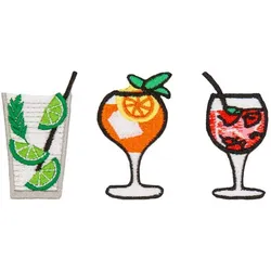 buttinette Stick-Applikationen "Cocktails", Größe: 2,5–5 cm, Inhalt: 3 Stück
