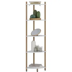 Vicco, Regal, Eckregal Bivio, Weiss/Kiefer, 29 x 133 cm mit 5 Ablagefächern (29 x 29 x 133 cm)