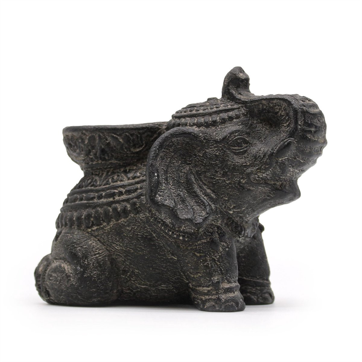 Ancient Wisdom Decoratief Olifant Beeldje - Wierook- en kaarsenhouder - Multicolor steen