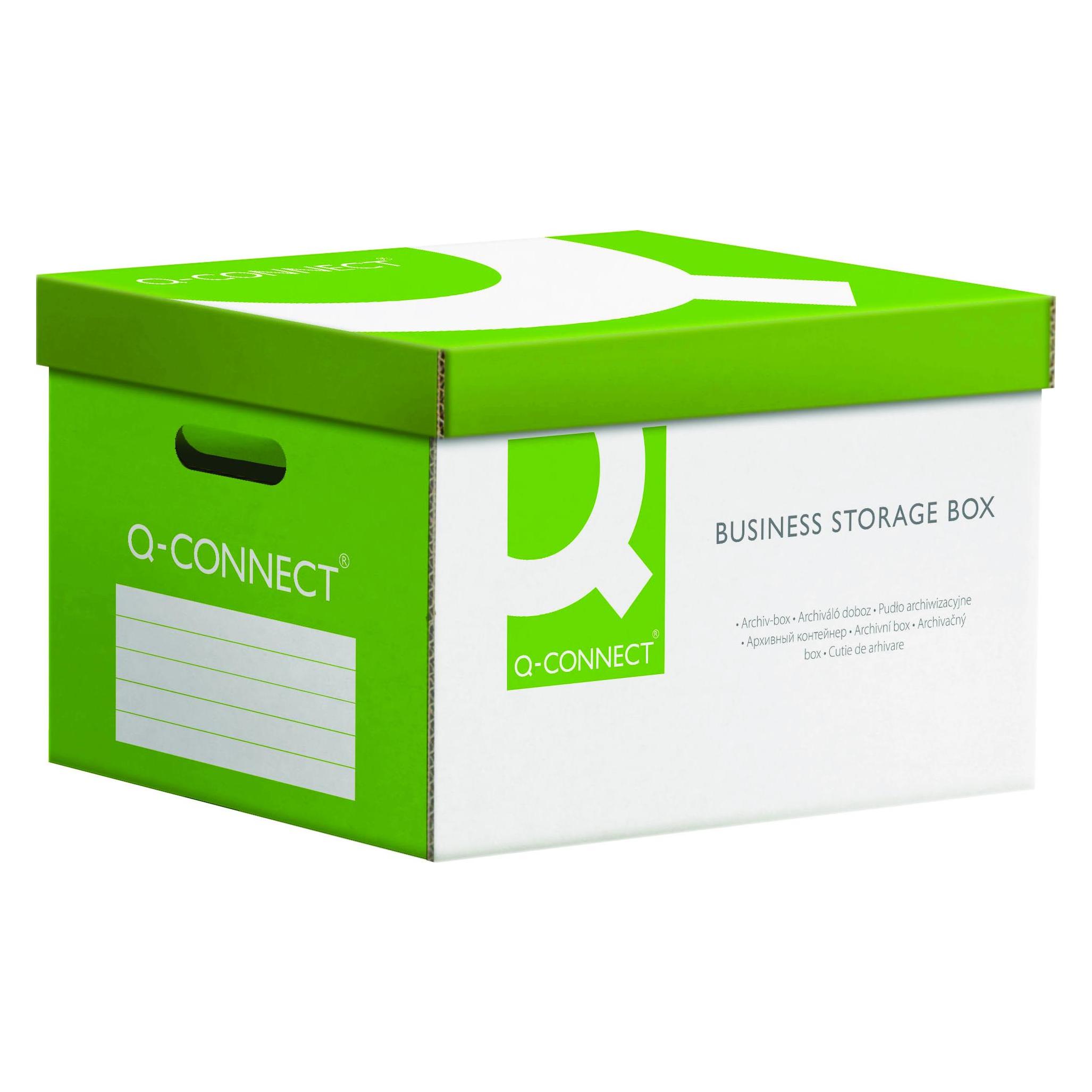 Q-Connect Kraftverstärkte Archivbox, Karton, Sammelbox, grün (47273593)