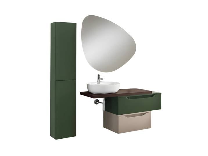 Meuble de salle de bain suspendu assemblé avec miroir led
