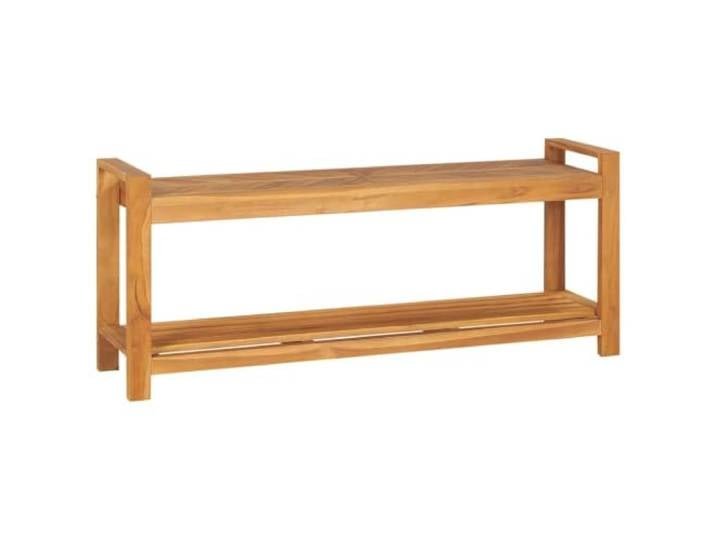 Sitzbank 120 cm aus Massivem Teakholz mit Ablage für Innen und Außen Massives Teakholz, Lattendesign, untere Ablage, 120 cm Breite, Innen- und Außeneinsatz