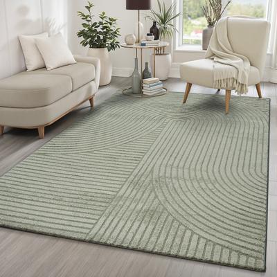 Teppich THE CARPET "Everest", grün, B:120cm H:14mm L:170cm, Polypropylen, Teppiche, Teppich, moderner Wohnzimmer Teppich hohe Flordichte