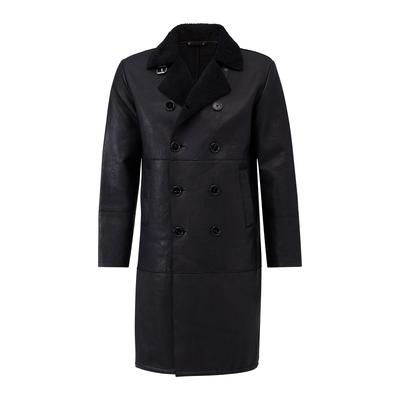 Ledermantel RICANO "Ledermantel Vicente", Herren, Gr. L, schwarz, Obermaterial: 100% Ziegenveloursleder GOVL. Futter: 100% Polyester PES., schmal, V-Ausschnitt, Mäntel