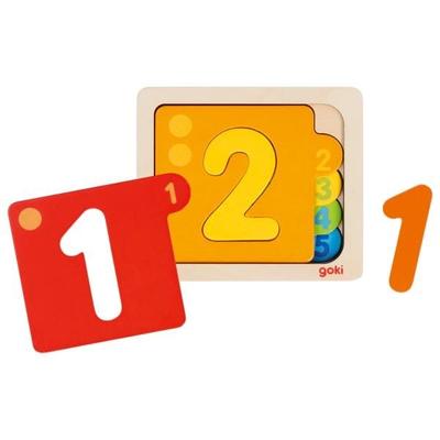Goki 57410 - Schichtenpuzzle Zahlen, 10-teilig, Holz