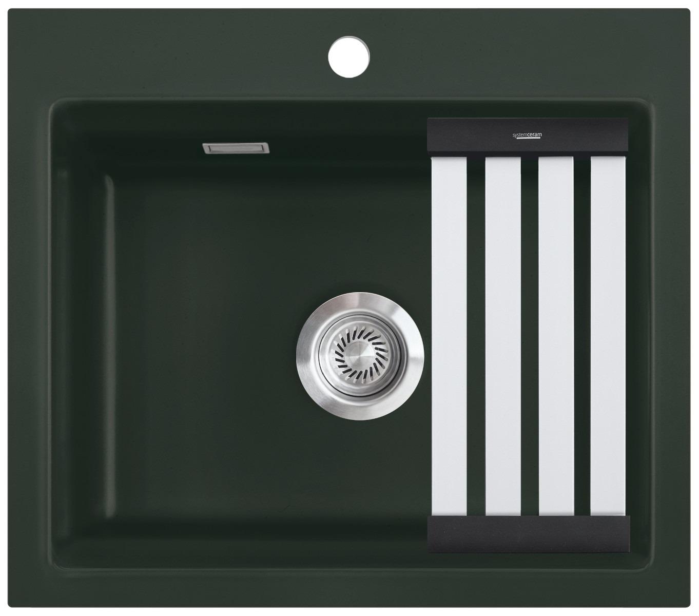 KeraDomo Spüle KARA 57 in EIBE mit Handbetätigung / ab Schrankbreite 60 cm / Einbauspüle