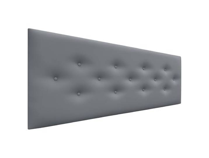 DHOME Kopfteil aus Kunstleder oder ACUALINE Stoff mit 3 versetzt angeordneten Knopfreihen Gepolstertes Luxus Kopfteil für Betten (Kunstleder Grau, 145cm)