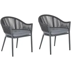 GARTENSTUHL 2er-Set Aluminium dunkelgrau Mileto