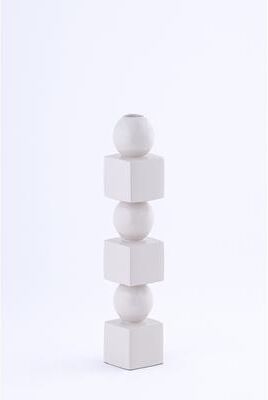 BIDKhome Aluminium Candle Holder White Lg