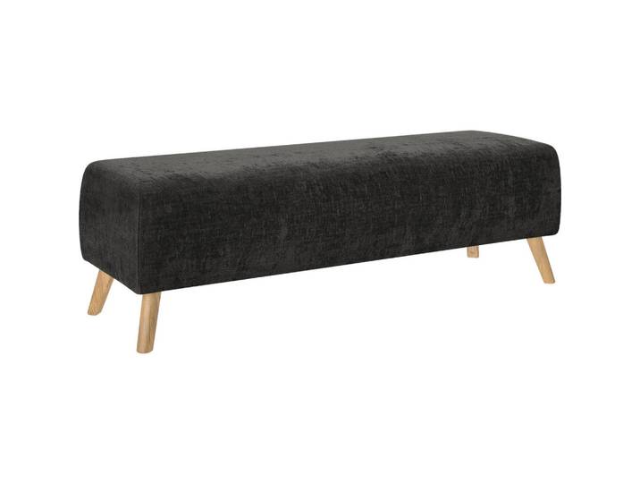 Esposa Bettbank, Schwarz, Holz, Textil, Eiche, vollmassiv, 145x45x48 cm, Schlafzimmer, Bett, Bettgestelle- Einzelteile, Bettbank