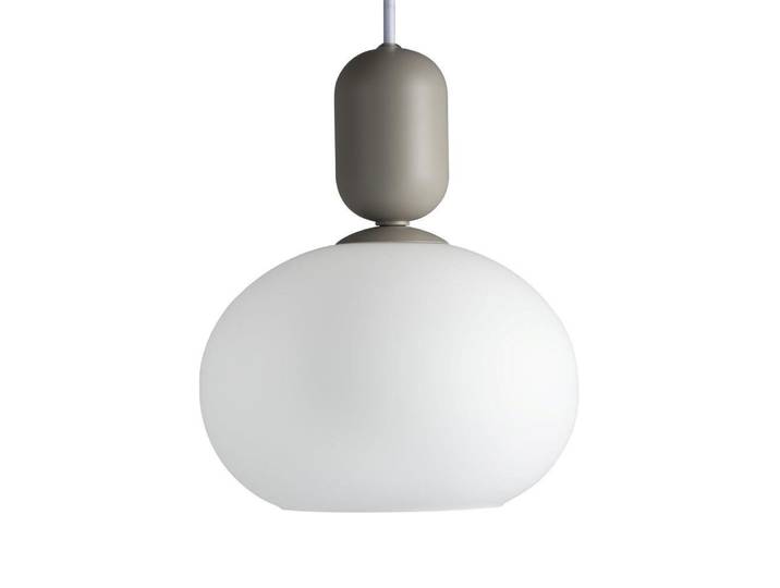 Plafonnier suspendu gris lumière homogène avec sphère blanche ø20 cm