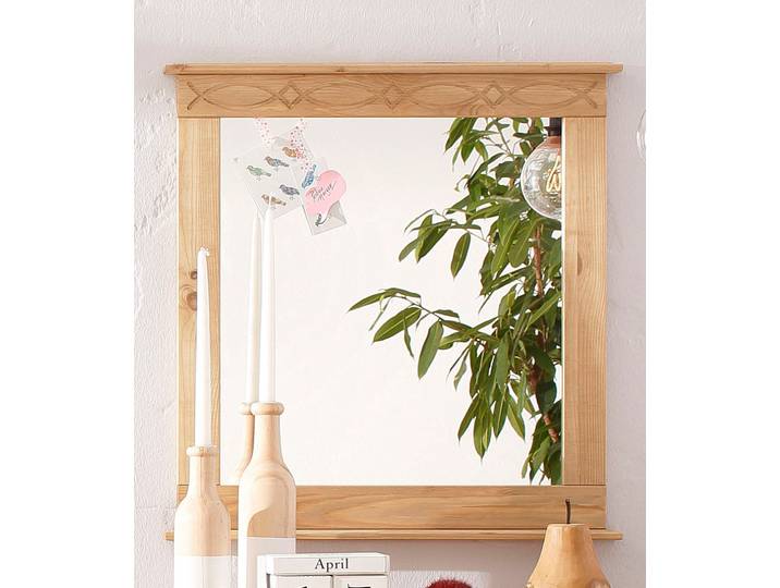 Spiegel GOODPRODUCT Indra , beige (natur), B:63cm H:78,4cm T:4cm, Glas, Spiegel, Spiegel, Rahmen aus massiver Kiefer